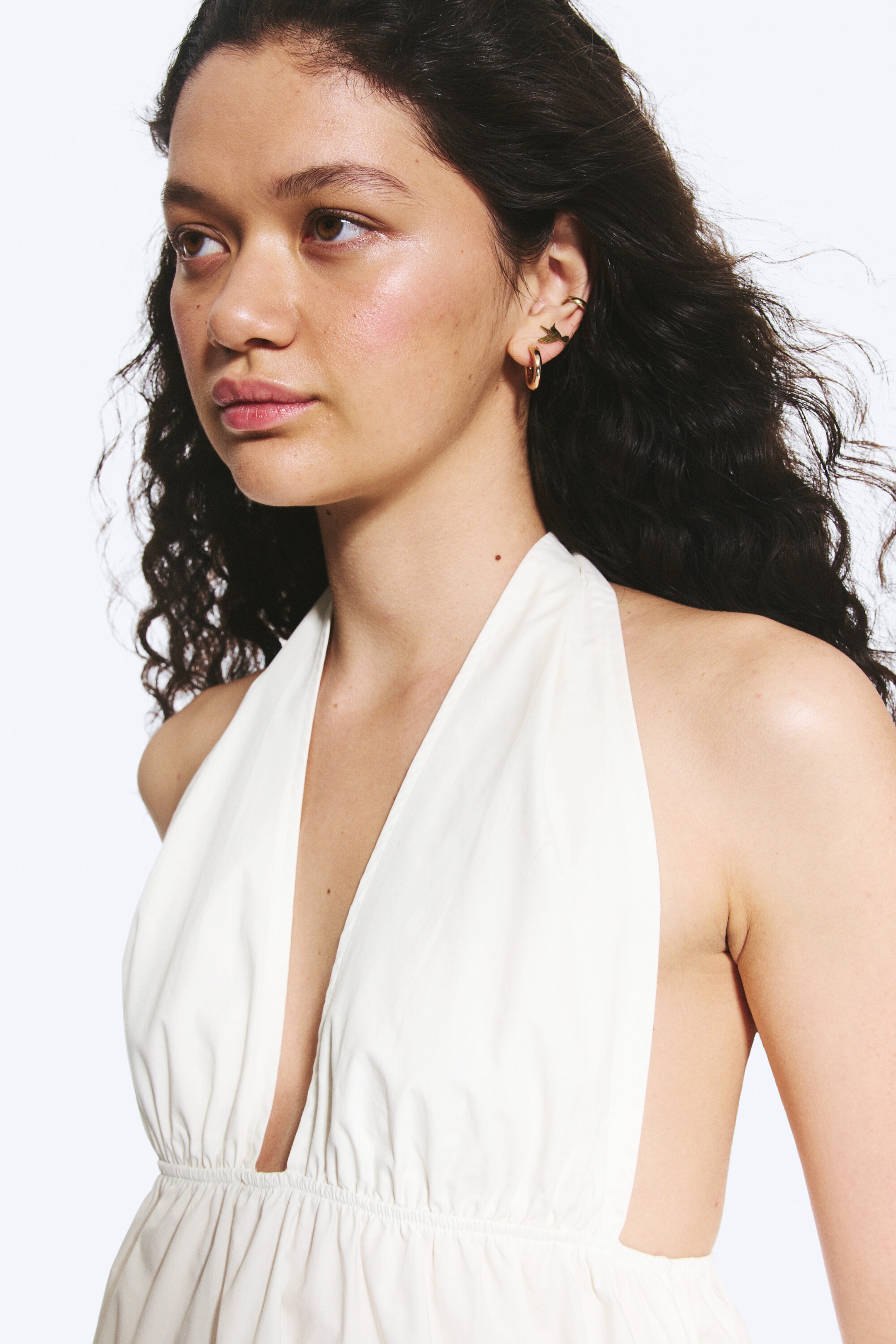 Gebroken wit - Katoenen haltertop - 2