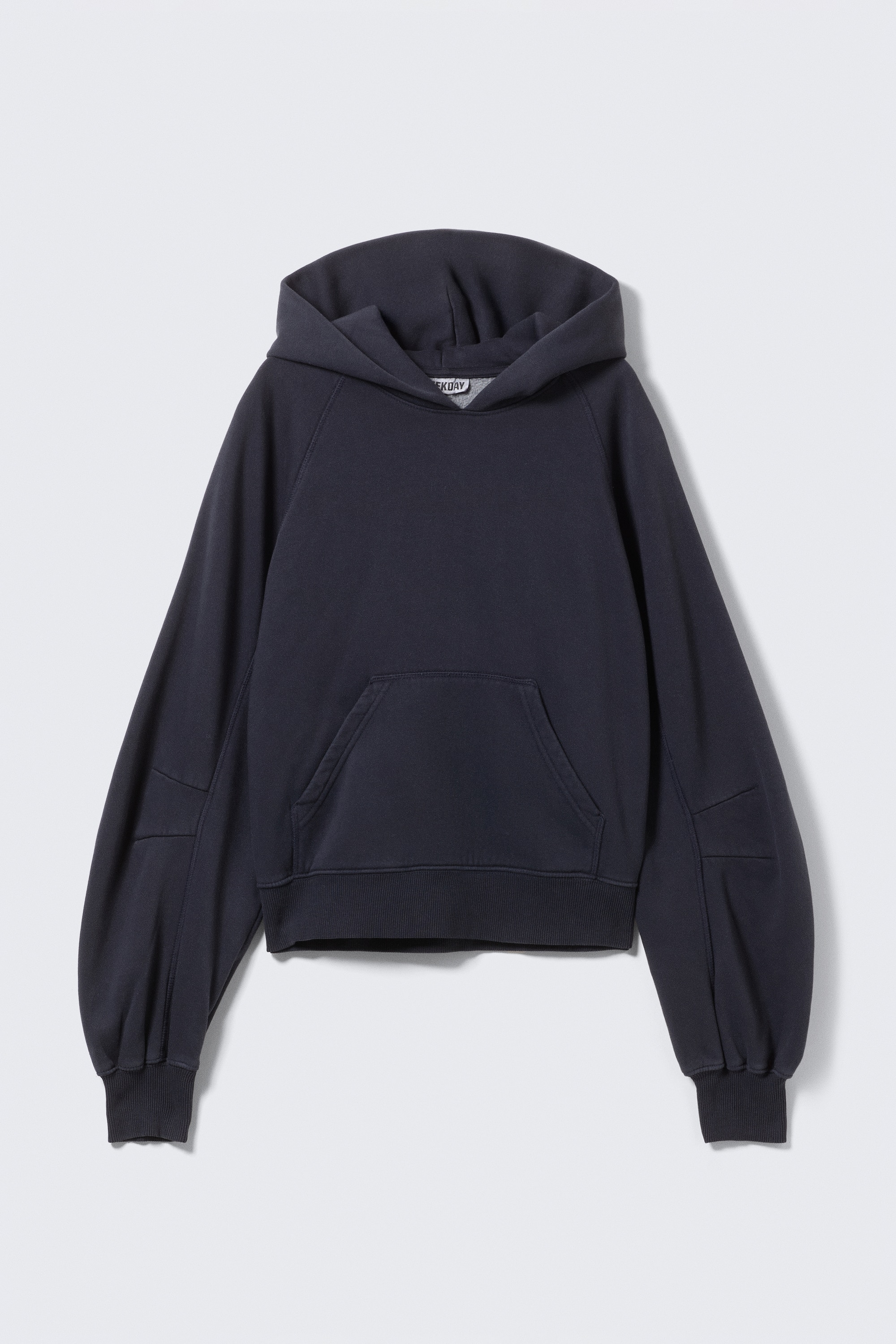 Raglan-Sleeved Boxy Hoodie - Washed Dark Navy Blue/Grijs gemêleerd