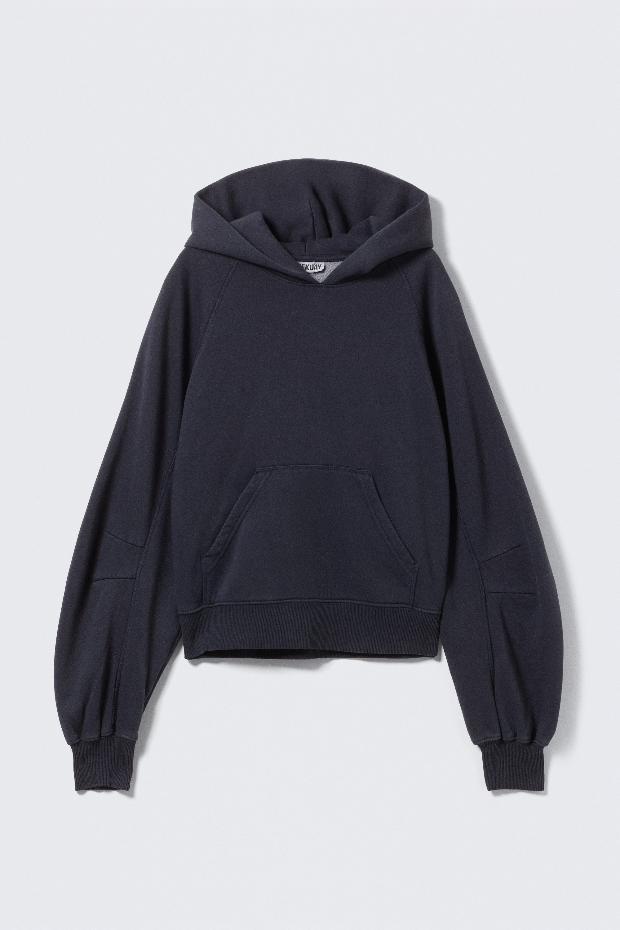 Washed Dark Navy Blue - Raglan-Sleeved Boxy Hoodie - 3