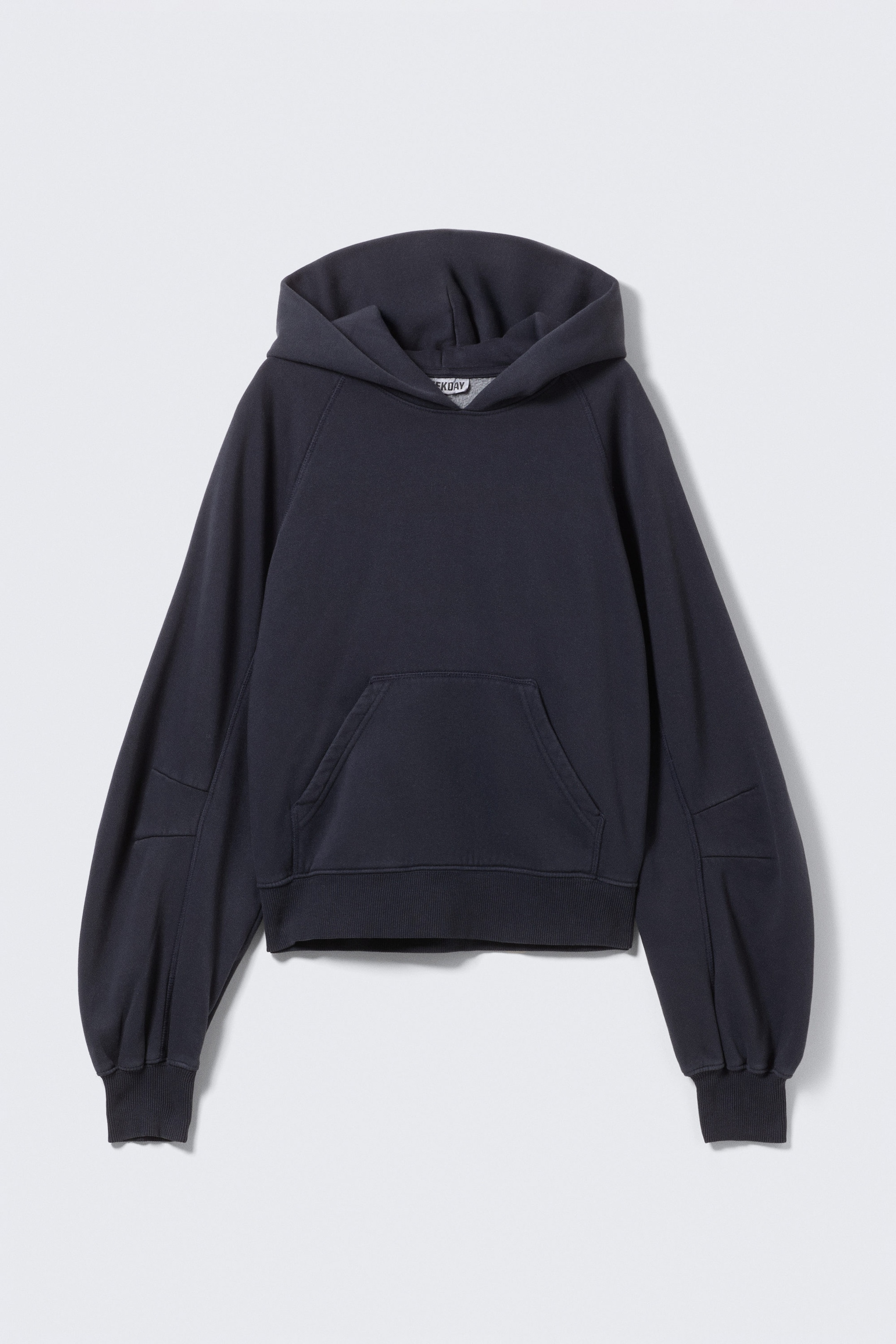 Washed Dark Navy Blue - Raglan-Sleeved Boxy Hoodie - 3