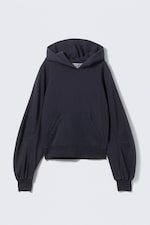 Washed Dark Navy Blue - Raglan-Sleeved Boxy Hoodie - 3