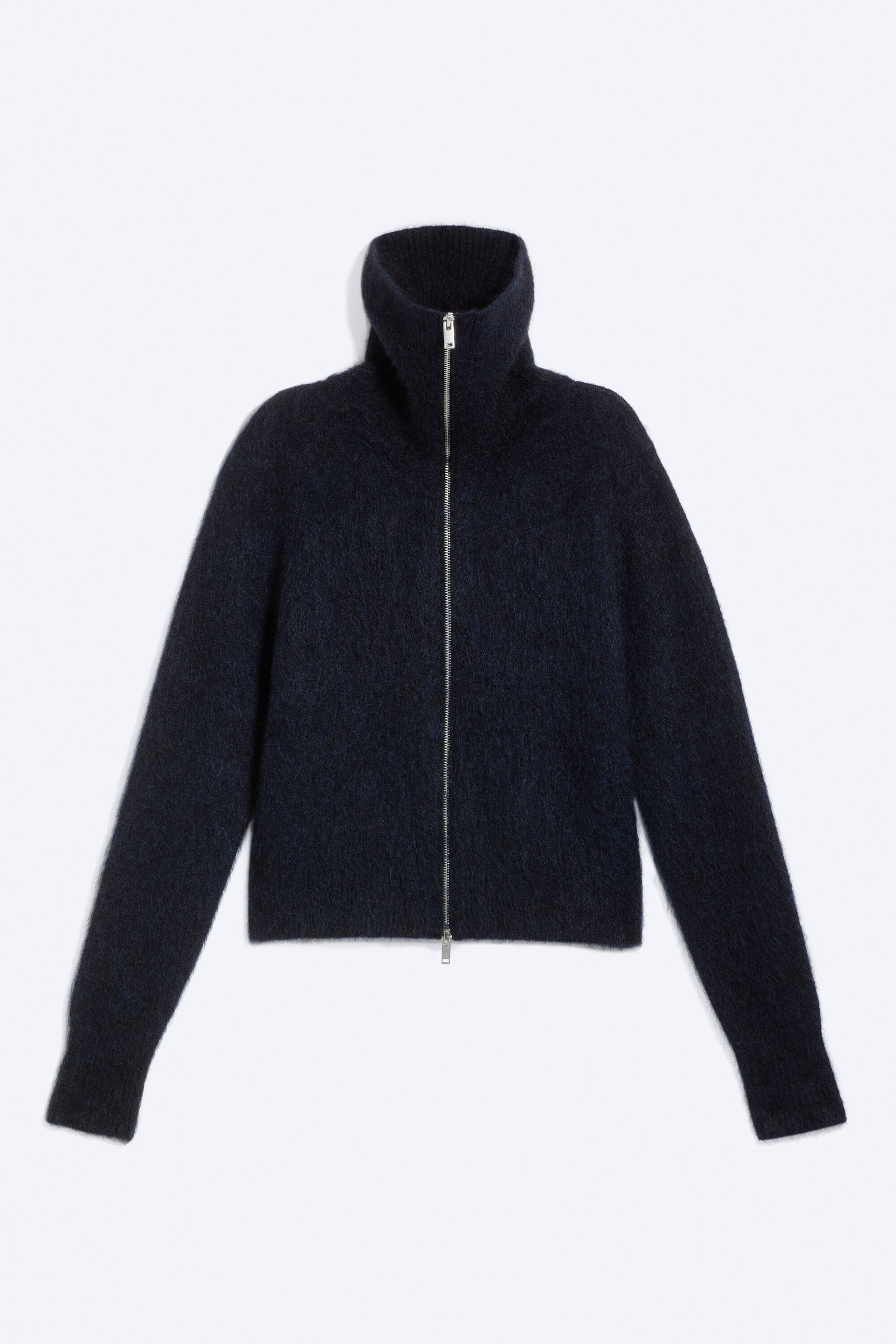 Mørkeblå - Mohairblanding cardigan med glidelås - 1
