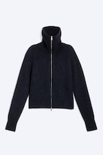 Mørkeblå - Mohairblanding cardigan med glidelås - 0