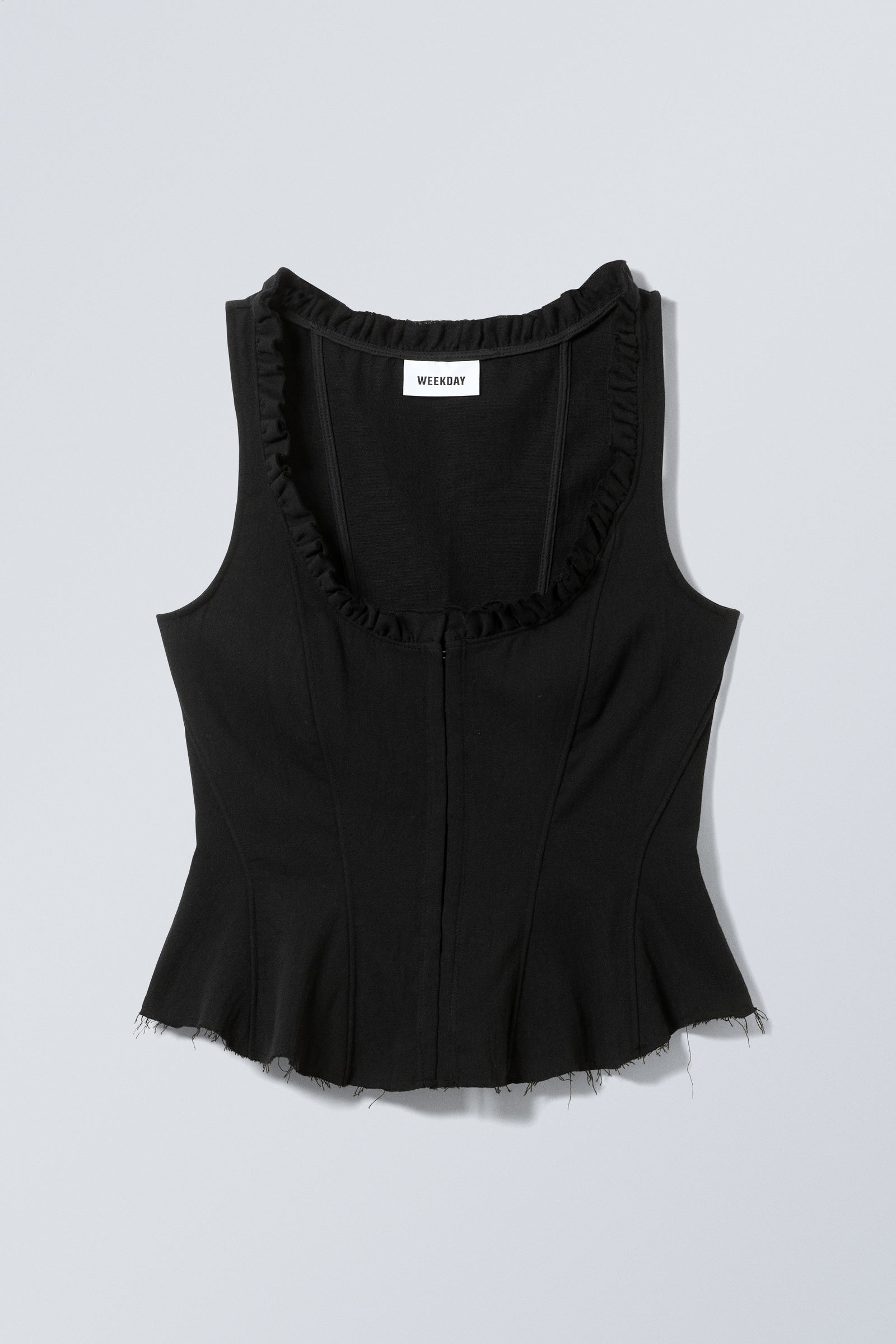 fitted twill corset top - Black | Weekday WW