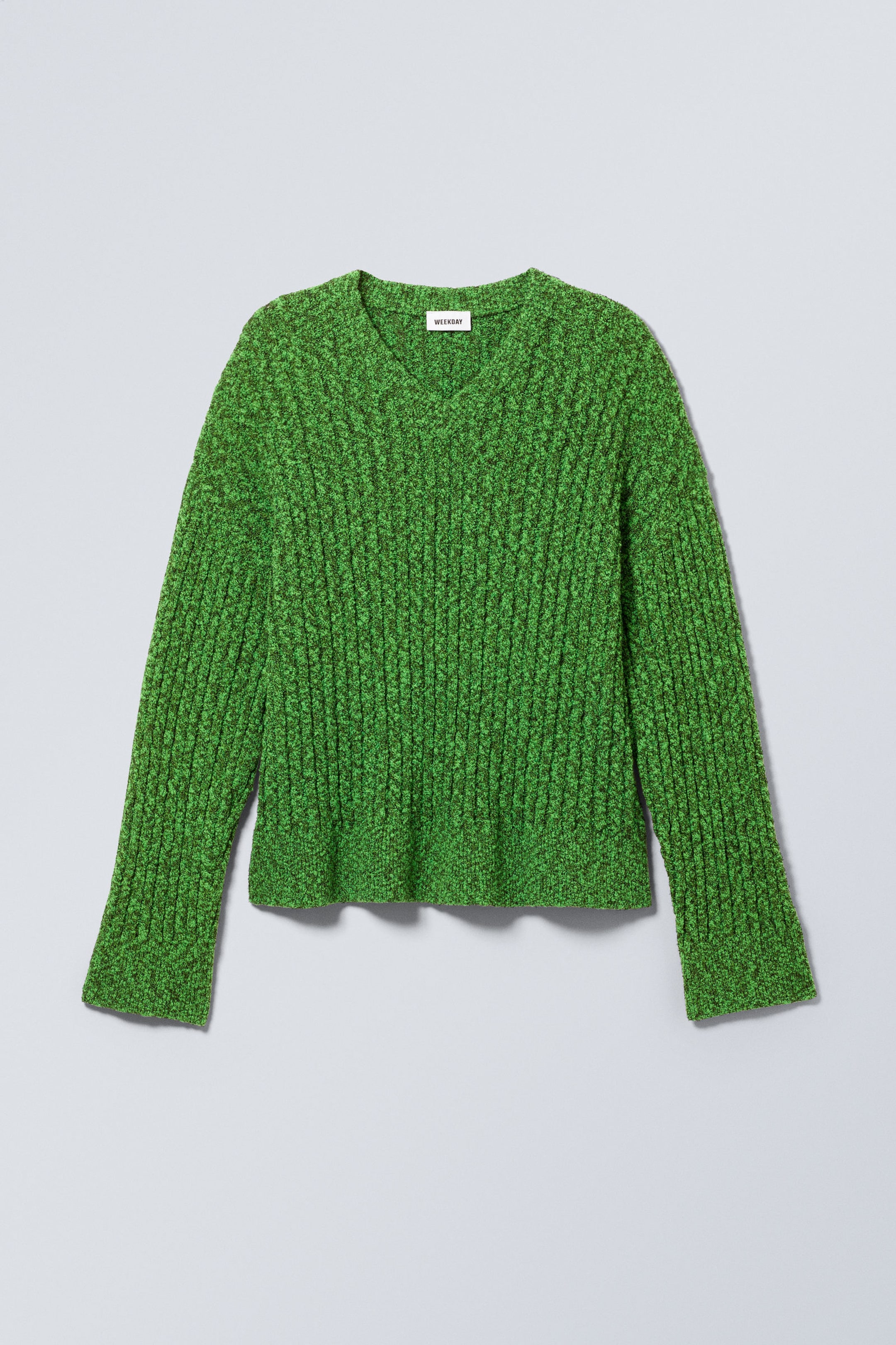 Klargrönmelerad - Dean Oversized Knitted V-neck Sweater - 0