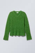 Klargrönmelerad - Dean Oversized Knitted V-neck Sweater - 0