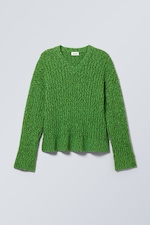 Hellgrün meliert - Dean Oversized-Strickpullover mit V-Ausschnitt - 0