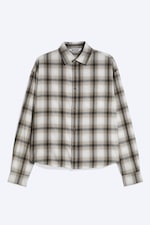 Beige Check - Loose Boxy Checked Shirt - 0