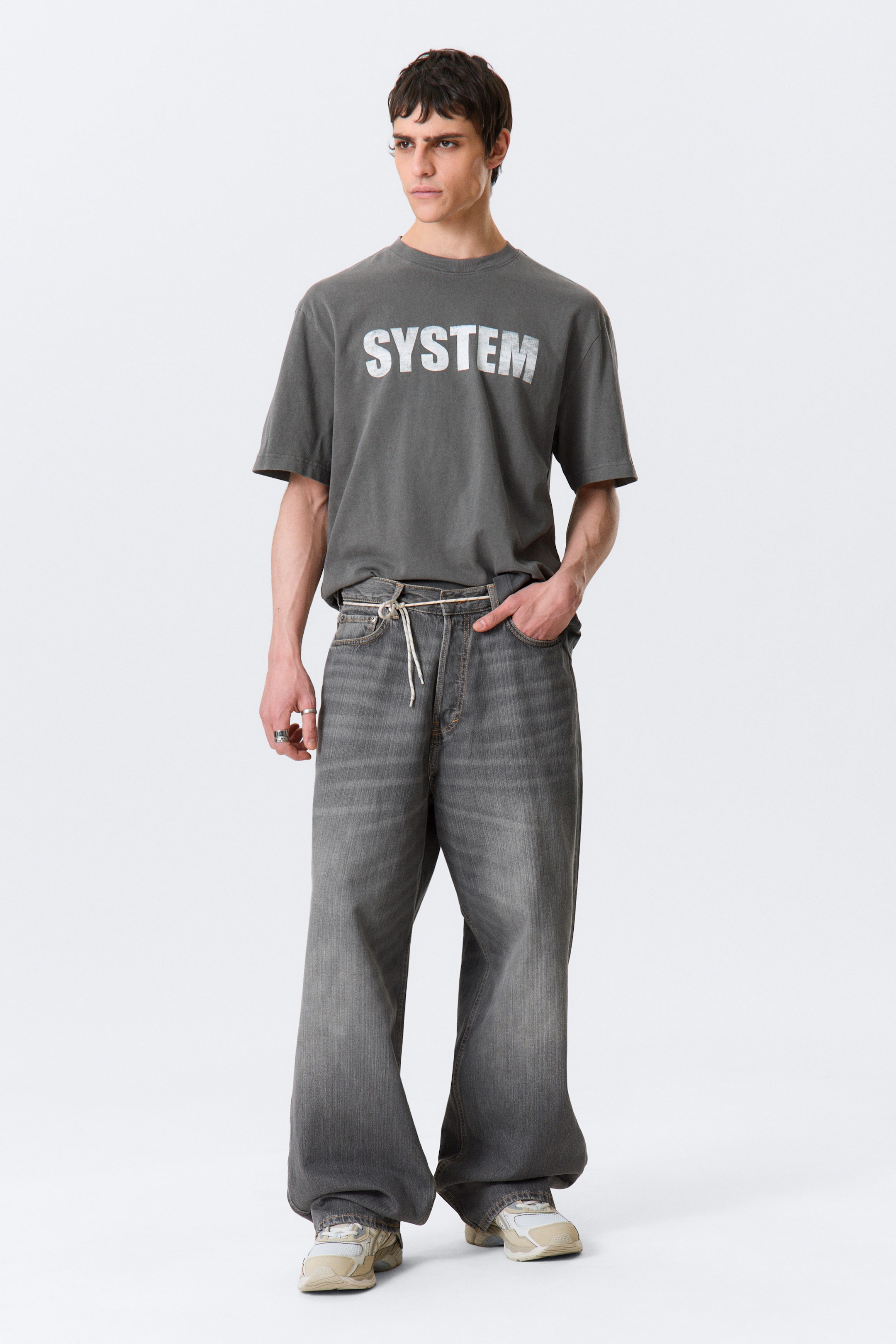 Washed Black - SYSTEM - Relaxed Graphic Printed T-shirt - 2