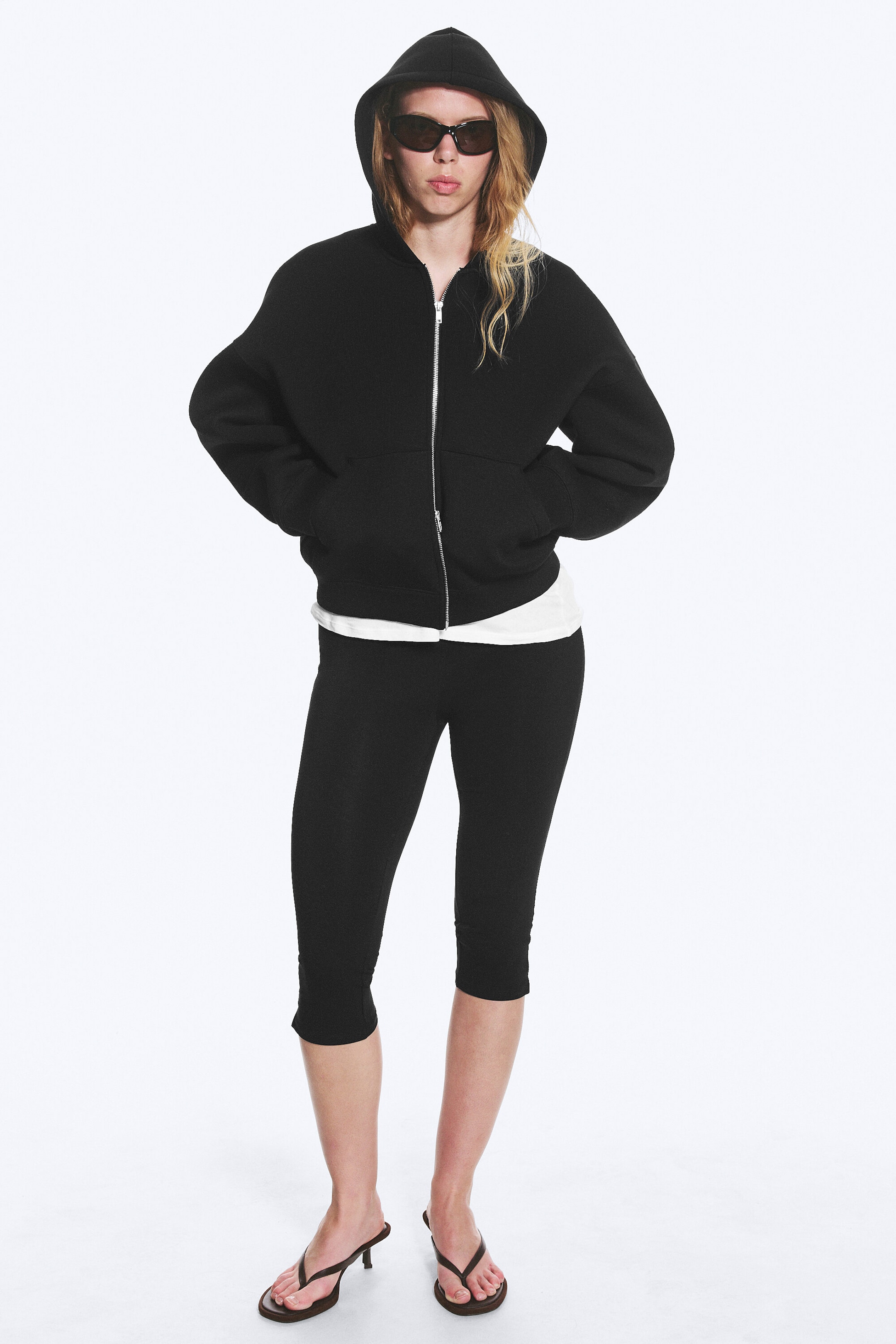 Black - Oversized Scuba Zip-Hoodie - 1
