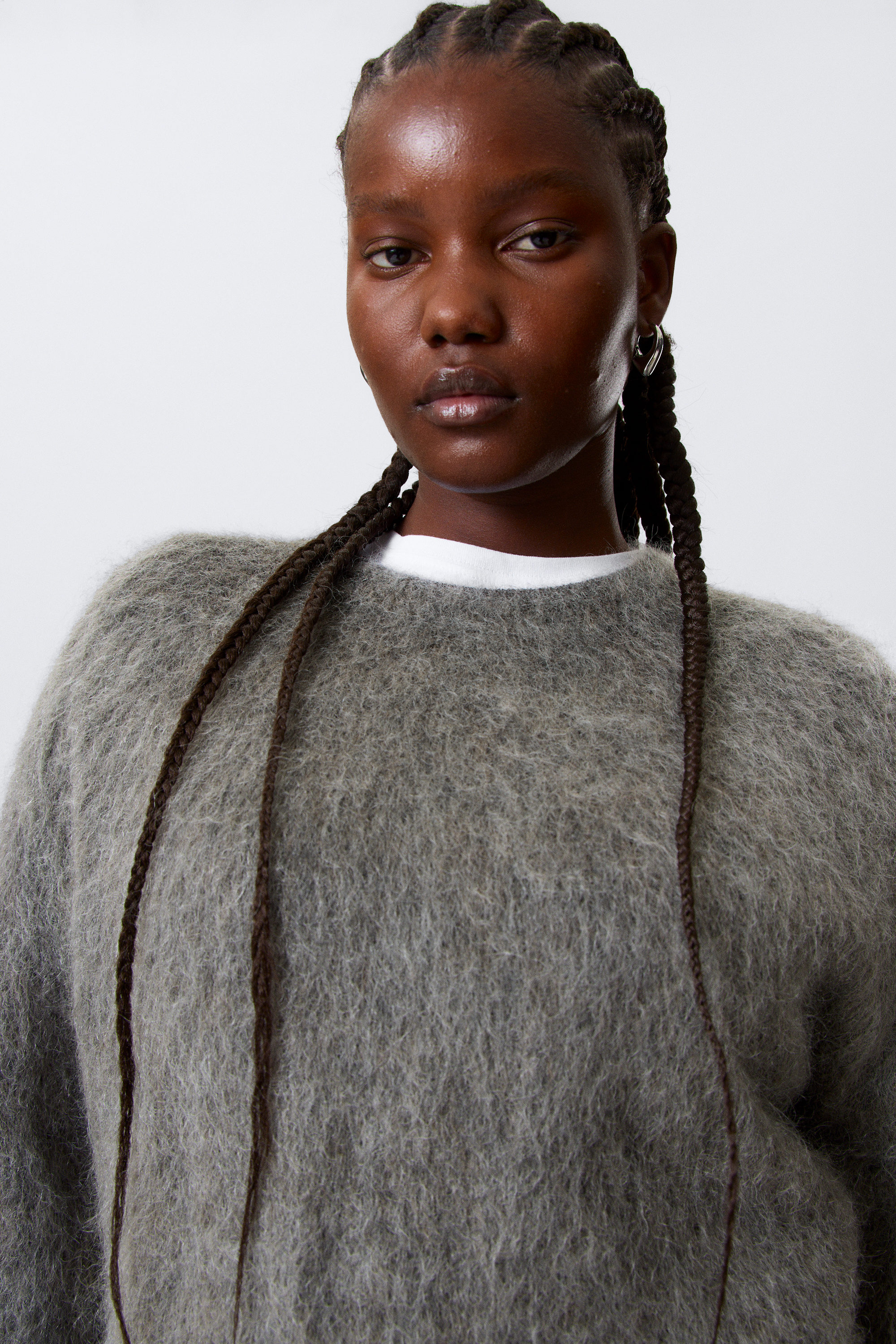 Gris foncé - Pull oversize en maille de mohair mélangé - 4