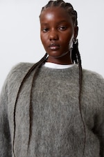 Mörkgrå - Oversized stickad tröja i mohairmix - 2