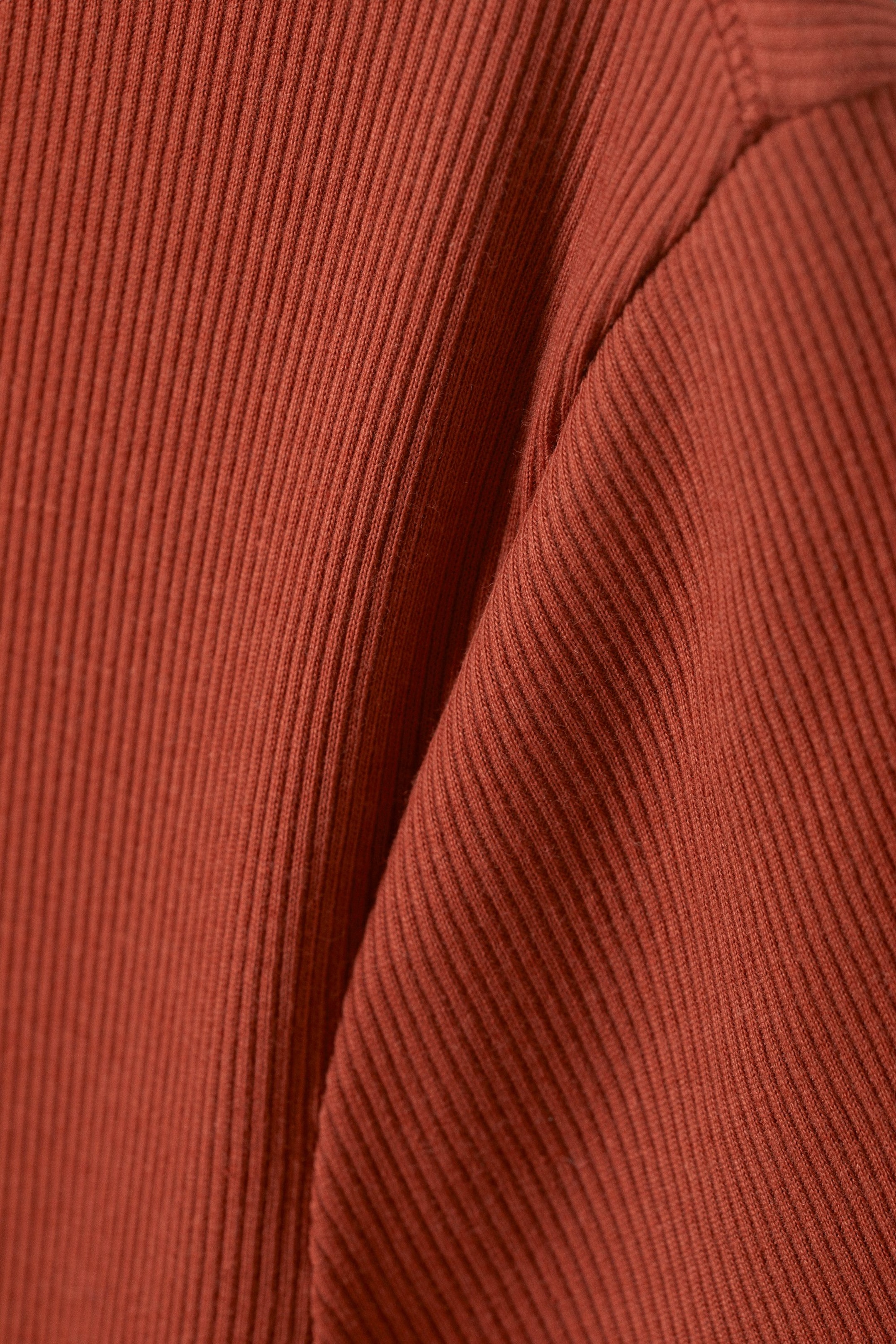 Dark Orange - Close Fitted Rib T-Shirt - 1