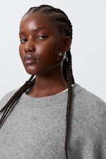 Grey Melange - Relaxed Knitted Sweater - 2