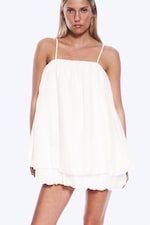 Blanc - Mini robe ballon sans manches - 1