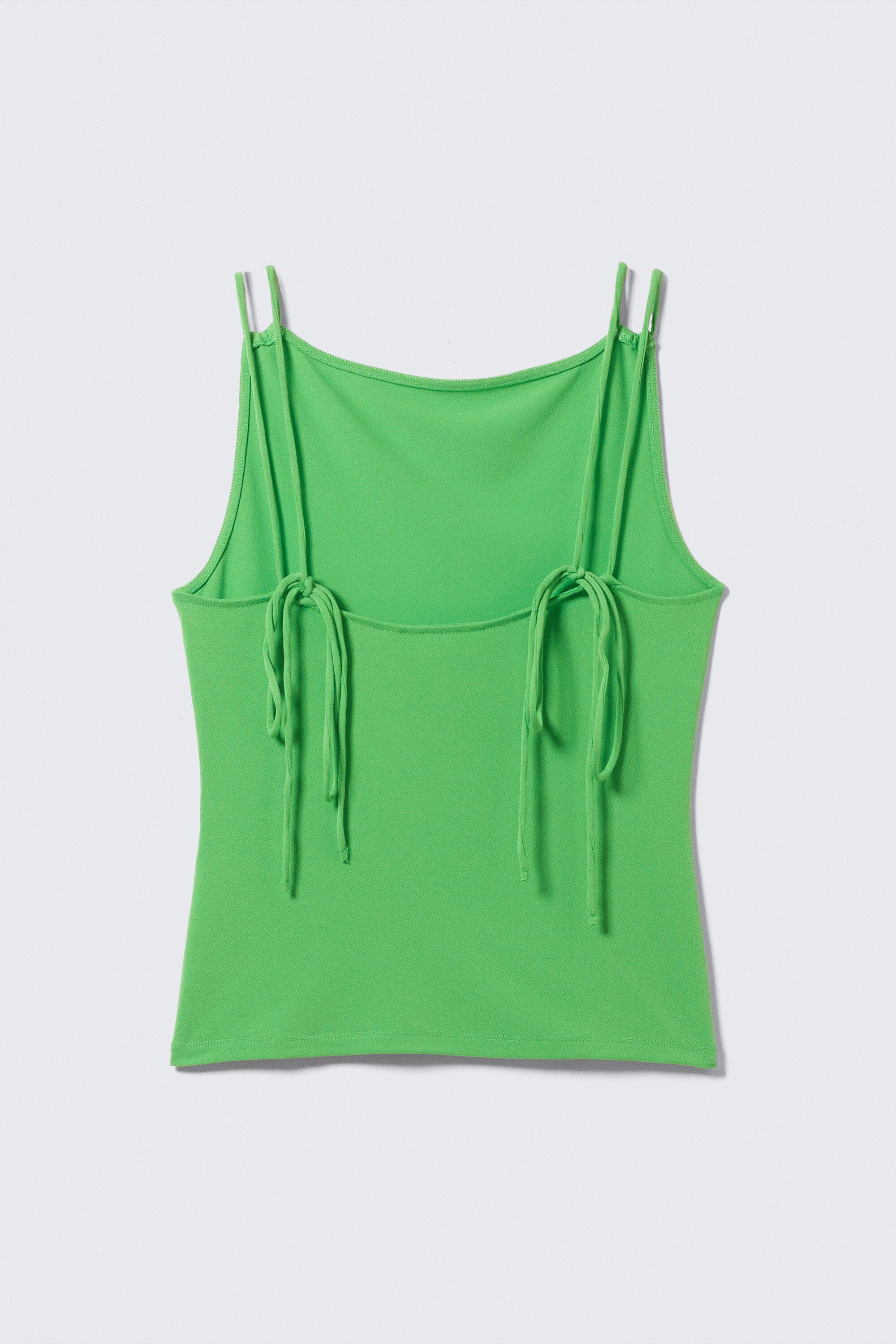 strappy boat-neck jersey tank top - Bright Green | Weekday WW