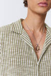 WEEKDAY◆TEXTURED SHORT - SLEEVED RESORT SHIRT [Khaki green] textured short-sleeved resort shirt - Khaki Green & White