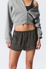 Gewaschenes Dunkelgrau - Pyjama-Boxershorts aus gewaschenem Satin - 3