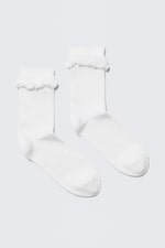 Vit - Strumpor med volangkant - 0