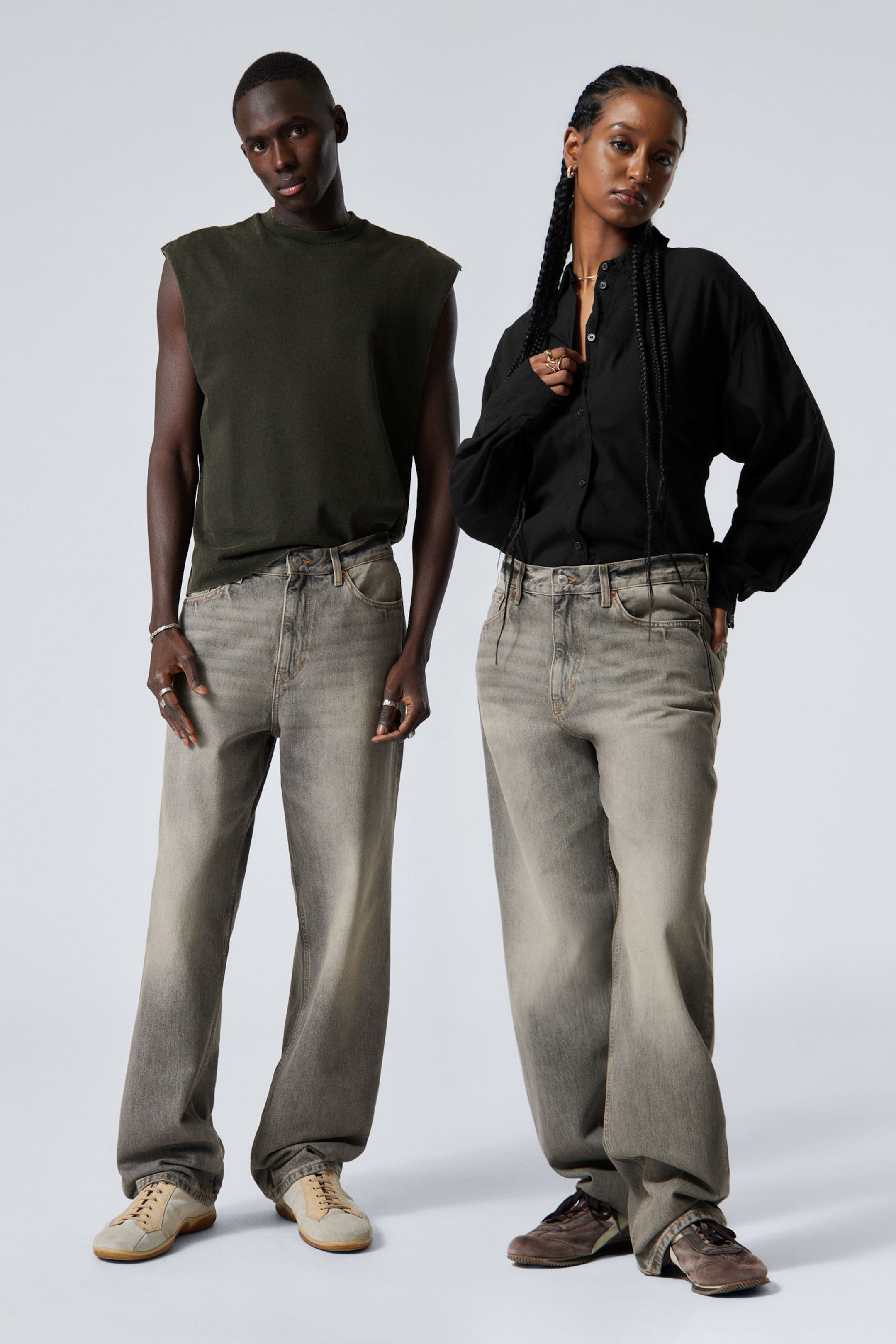 #494A4F - Galaxy Loose Straight Leg Jeans - 1
