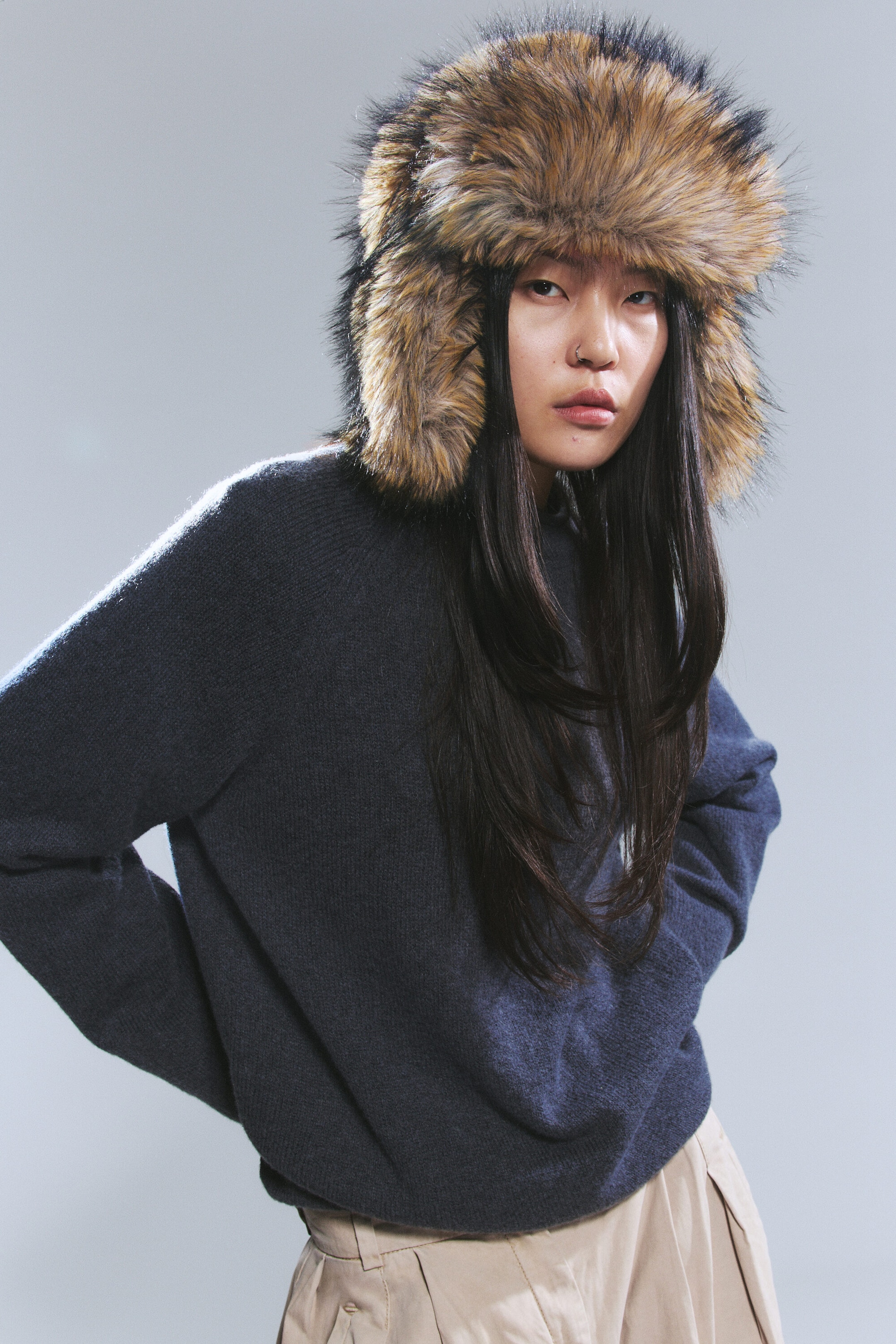 Dark Mole - Faux Fur Trapper Hat - 1