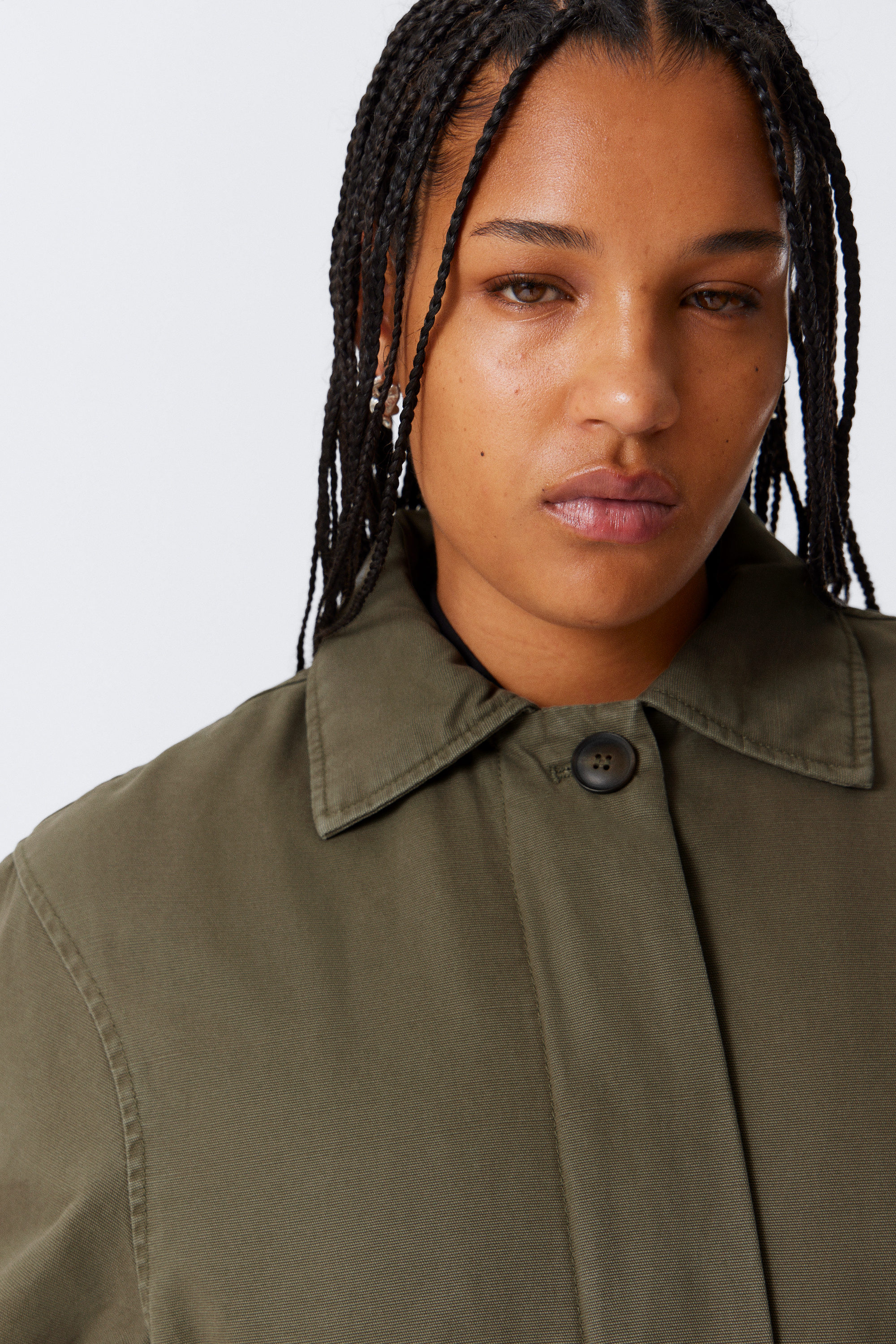 Dark Khaki Green - LooseFitCanvasCarCoat - 2