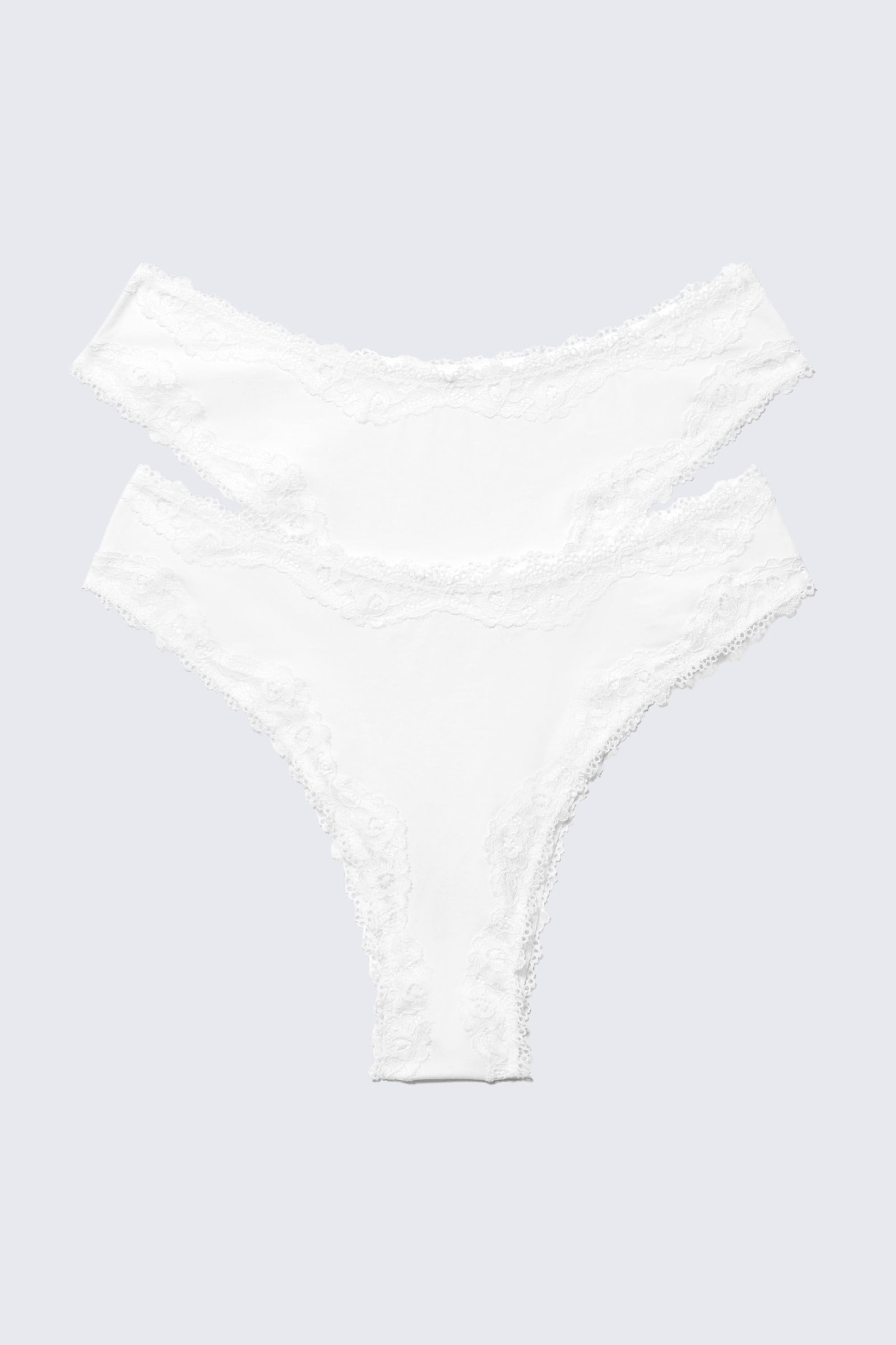#FFFFFF - 2-pack Lace Trim Cotton Briefs