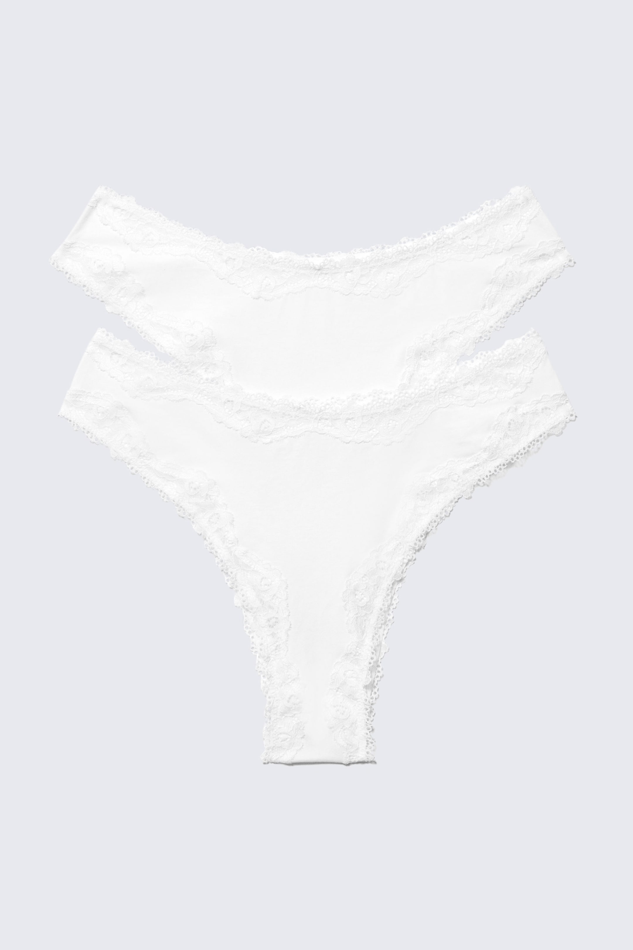 Vit - 2-pack bomulls-briefs med spetskant