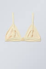 Light Yellow - Ribbed V-neck Bikini Top - 4