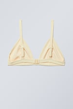 Light Yellow - Ribbed V-neck Bikini Top - 1