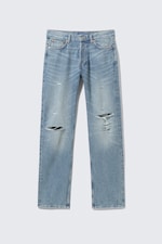 Bleu vieilli - Space Relaxed Straight Leg Distressed Jeans - 0