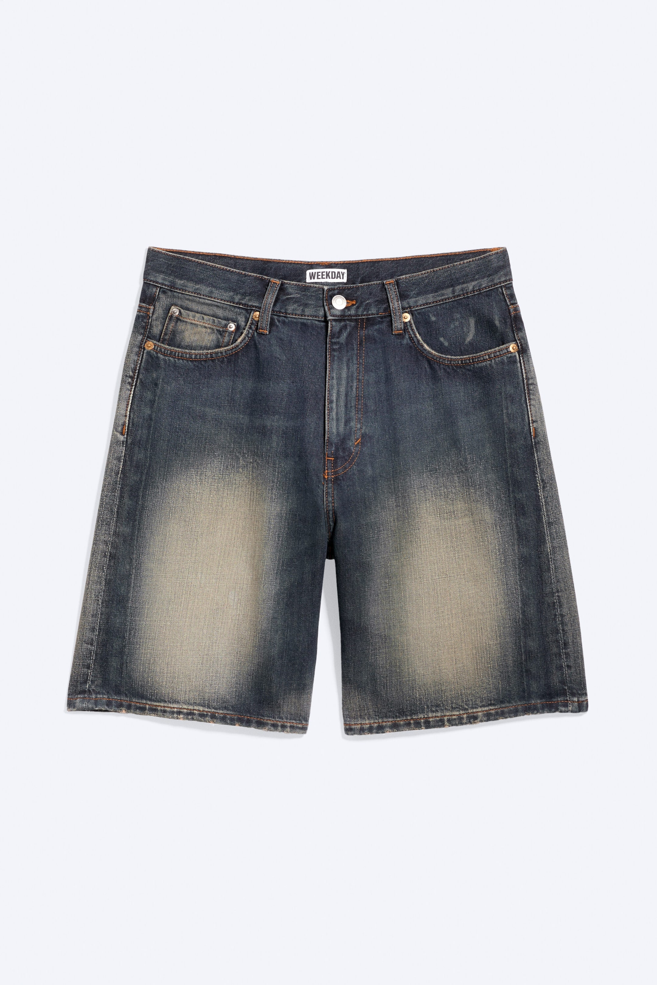 Laser Blue - Medium Blue - GALAXY MID RISE LOOSE DENIM SHORTS - 4