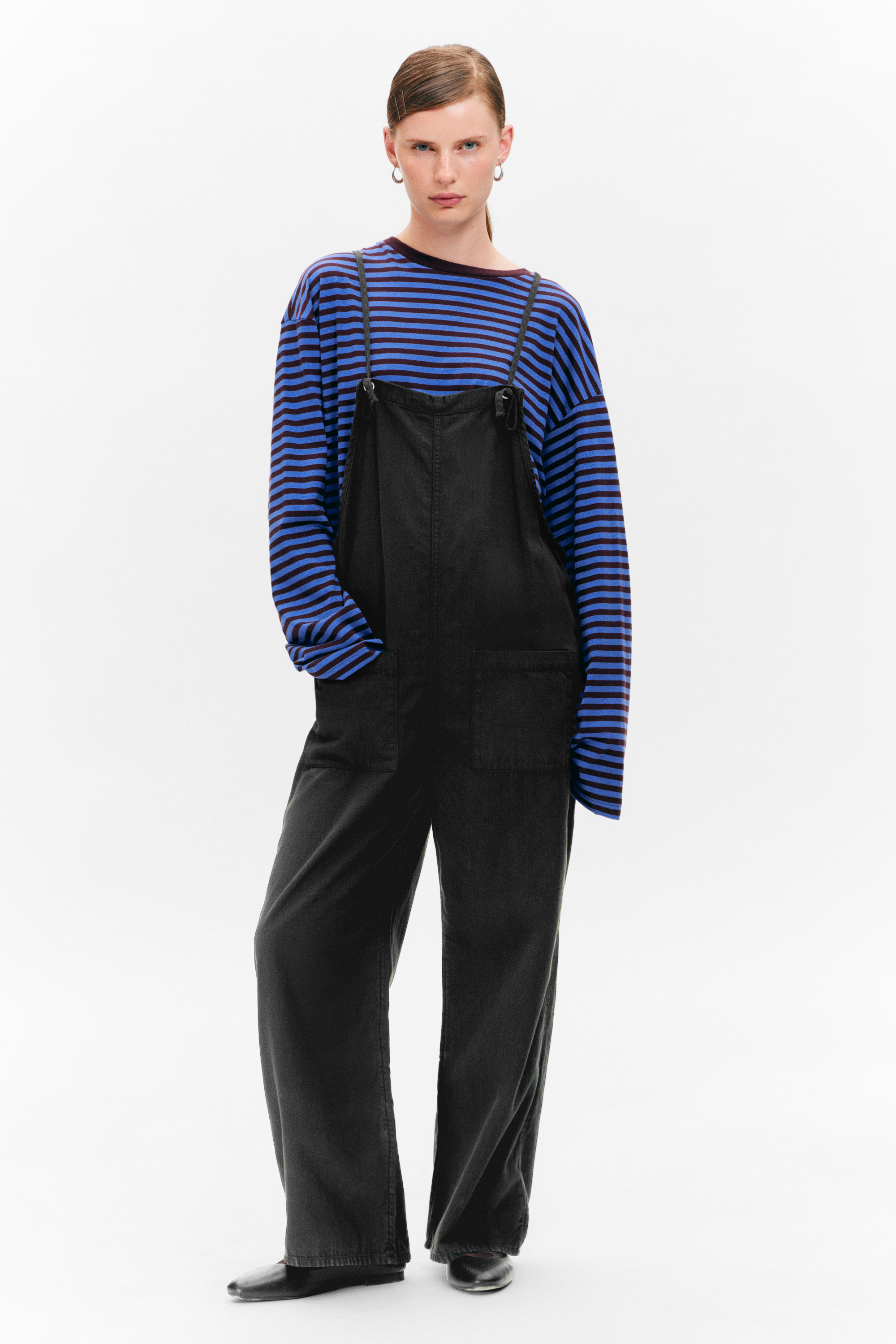 Black - Tie Denim Dungarees - 2