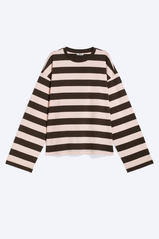 Longsleeve-Shirt aus Baumwolle - Dunkelbraun/Altrosa gestreift/Gestreift in Weiß/Dunkelblau/Staubweiß - Braune Streifen/Blau/Weiße Streifen/Gestreift in Gelb/Burgund/Gestreift rosa/weiß/braun/Hellblau/Braun gestreift/Gestreift in Rosa/Blau/Blau/braun gestreift/Braune & weiße Streifen/Weiß - Pinke/rote Streifen/Hellbeige - Orange gestreift - 1
