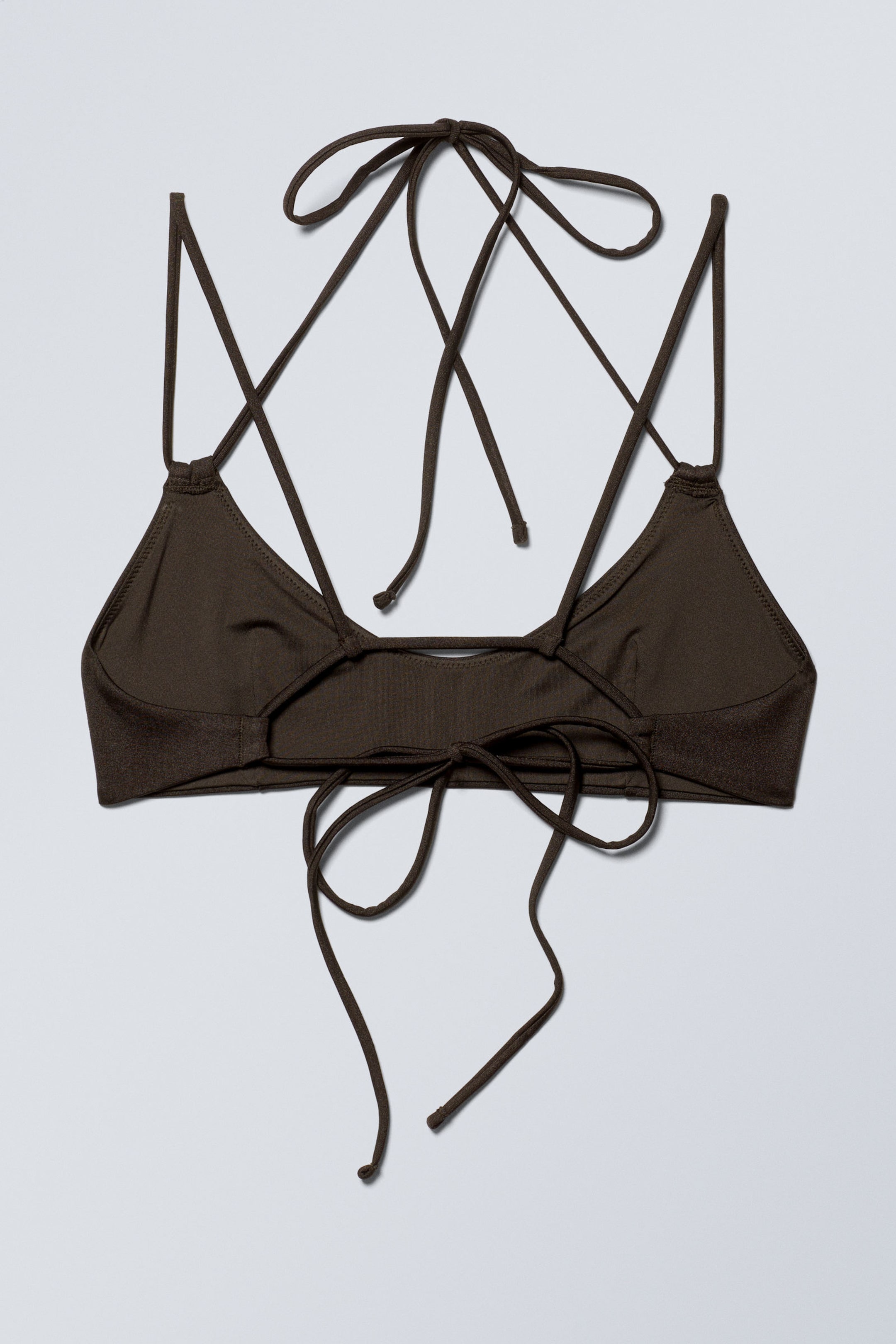 Dark Brown - Strappy Tie-Back Bikini Top - 4