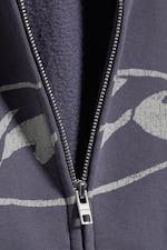 Dunkelviolett - Weiter Hoodie mit Reißverschluss und Print - 5