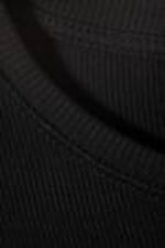 Schwarz - Enges, geripptes T-Shirt - 1