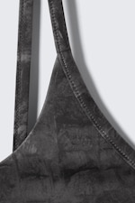 Dark Grey - Alligator Print - Square Neck Printed Swimsuit - 4