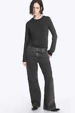 Dunkelgrau gestreift - Transparentes Longsleeve-Shirt - 1