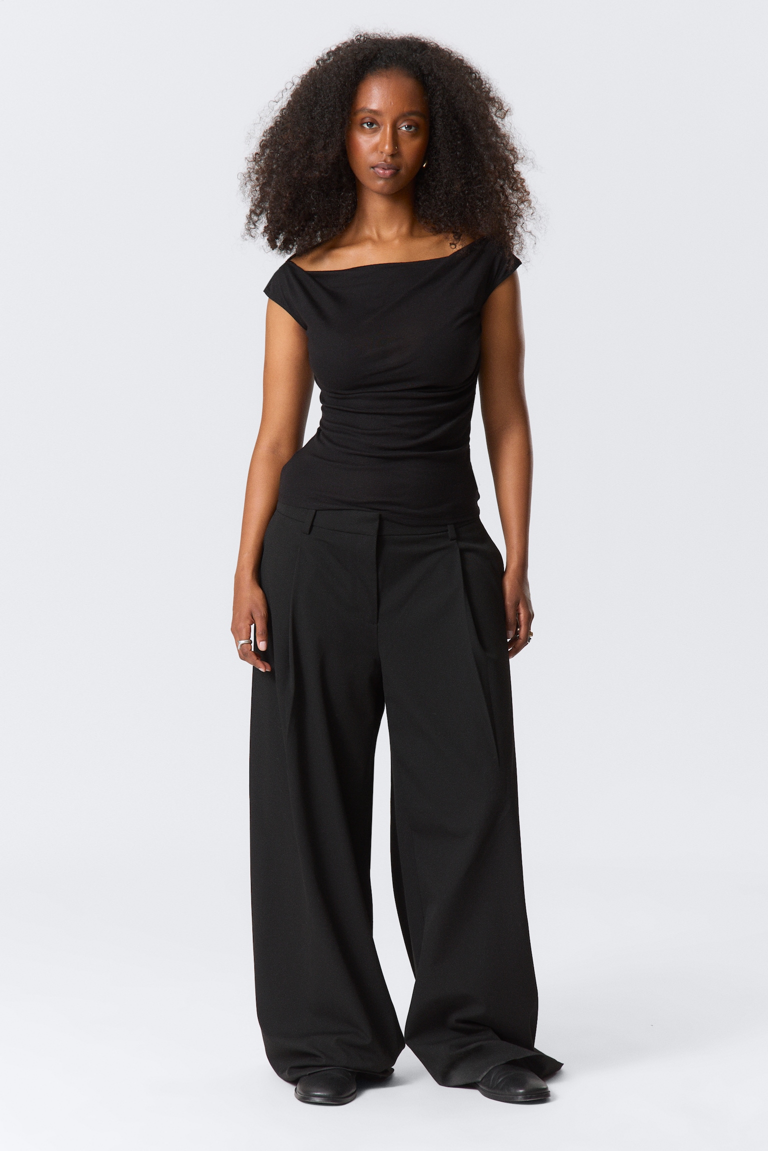 Haut en coton à épaules larges - Noir/Gris - 4