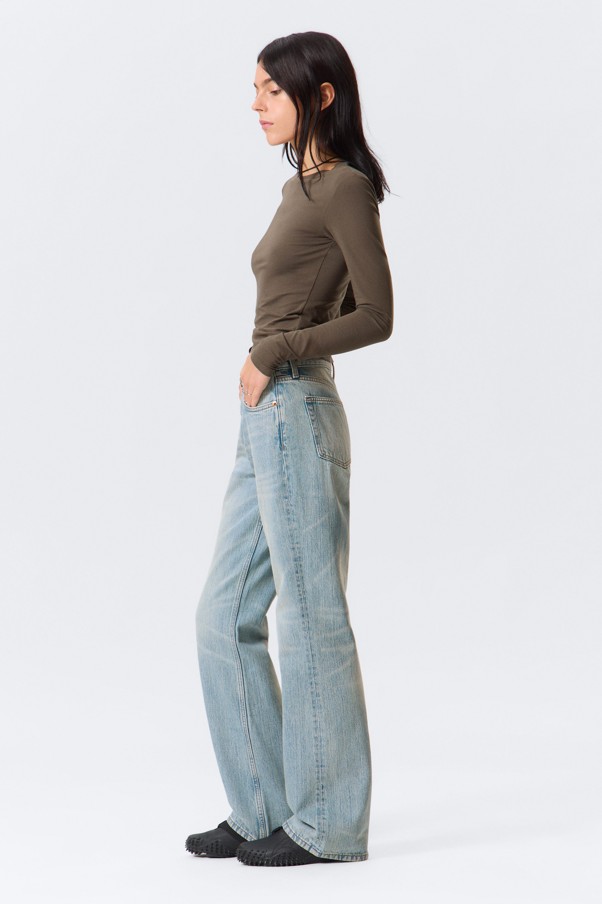 Aeon Blue - Ljusblå - Moon Mid Waist Regular Bootcut Leg Jeans - 2
