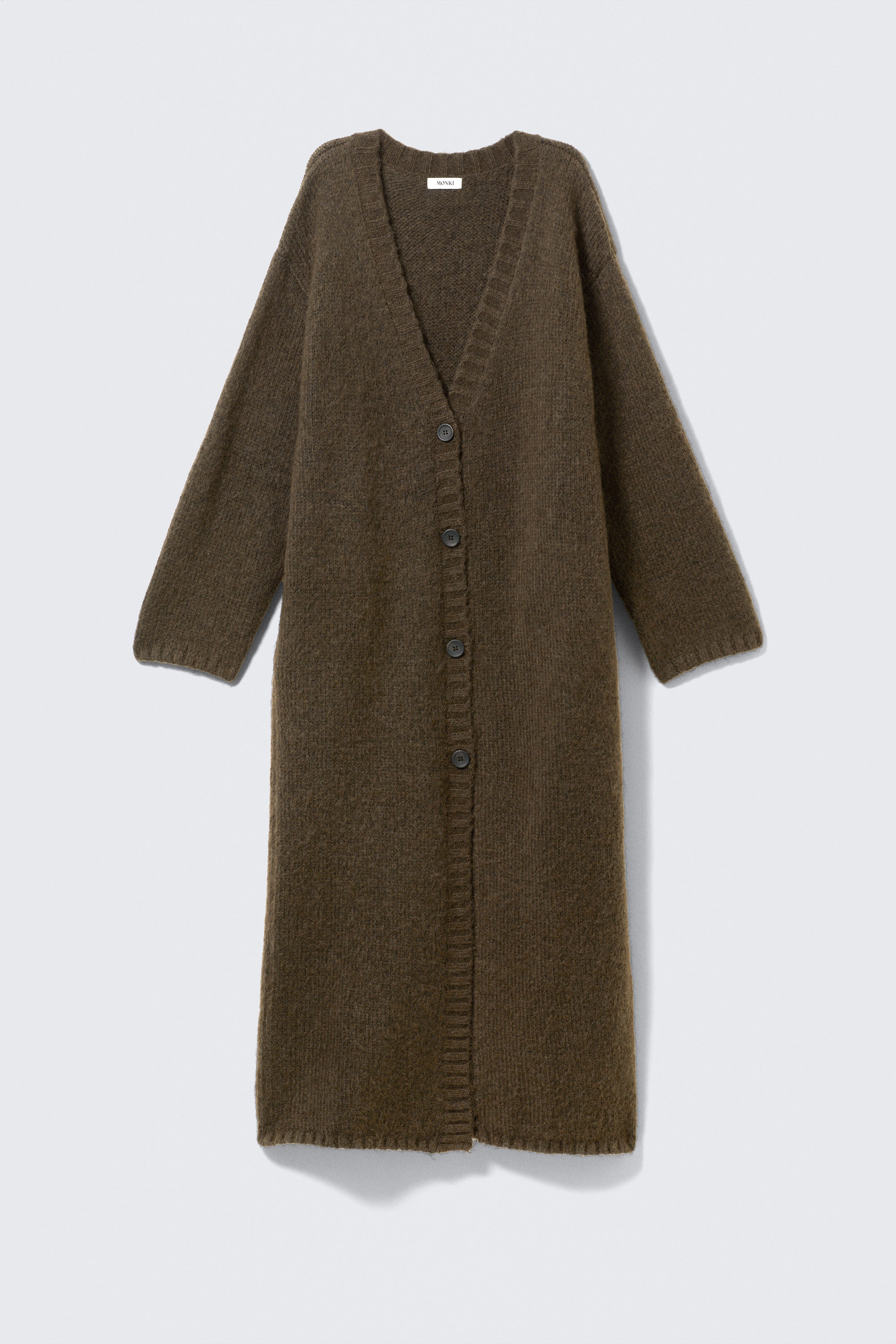 Marron foncé - Cardigan long en maille à col en V - 4