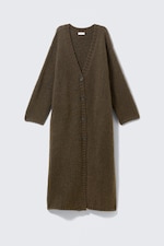 Dunkelbraun - Langer Strickcardigan mit V-Ausschnitt - 4