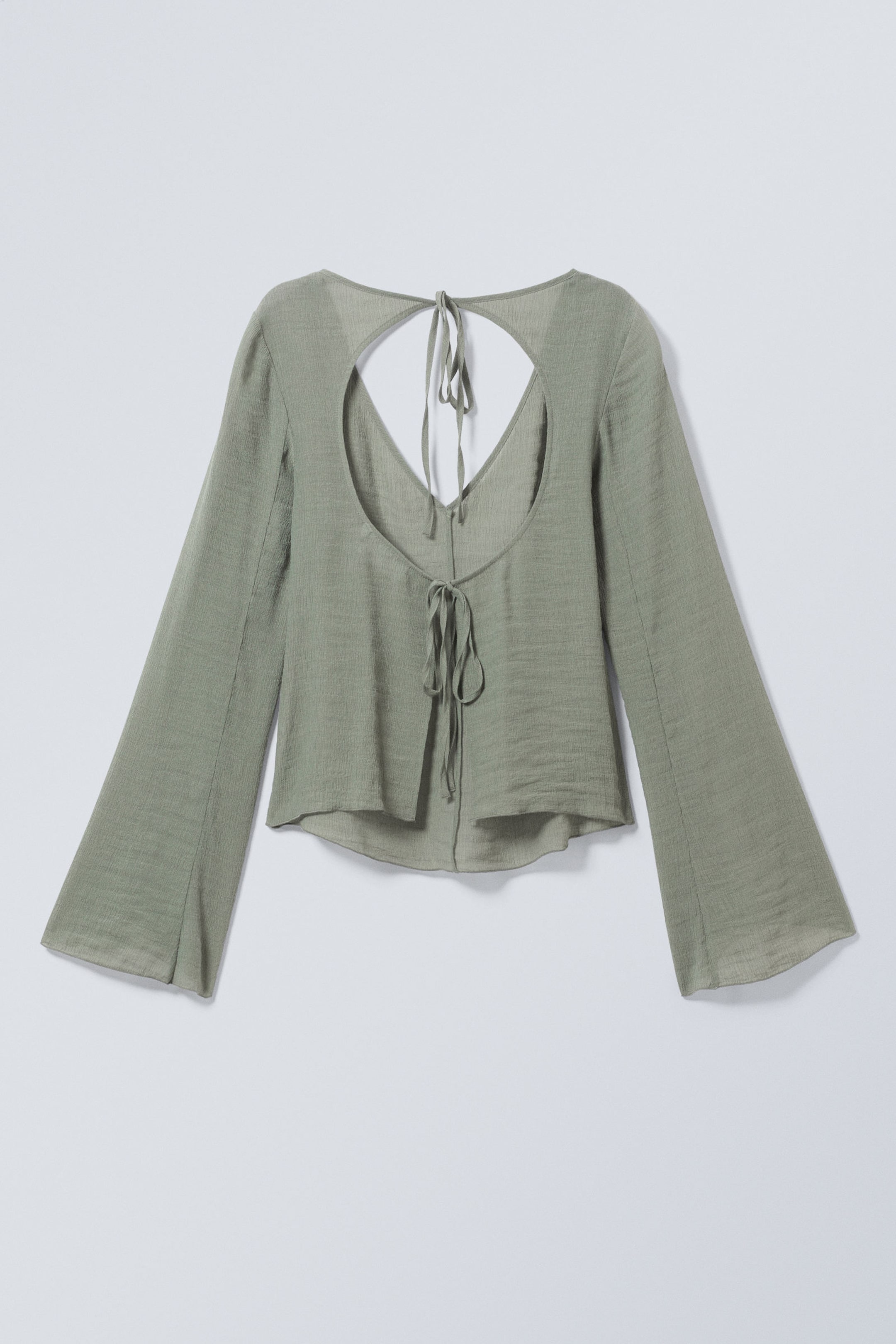 Dusty Khaki Green - Sophia Open Back Blouse - 2