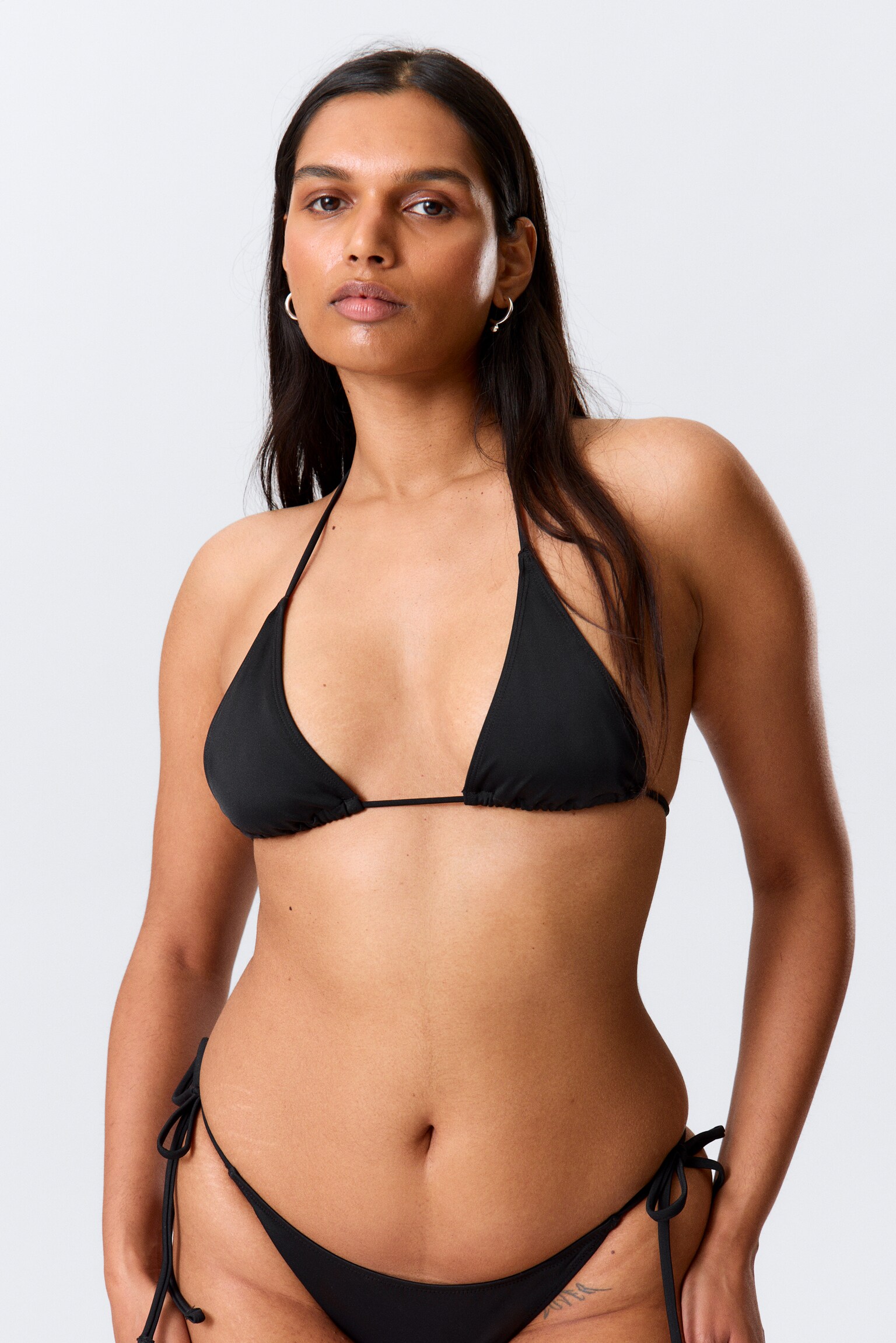 Strappy Triangle Bikini Top - Black - 4