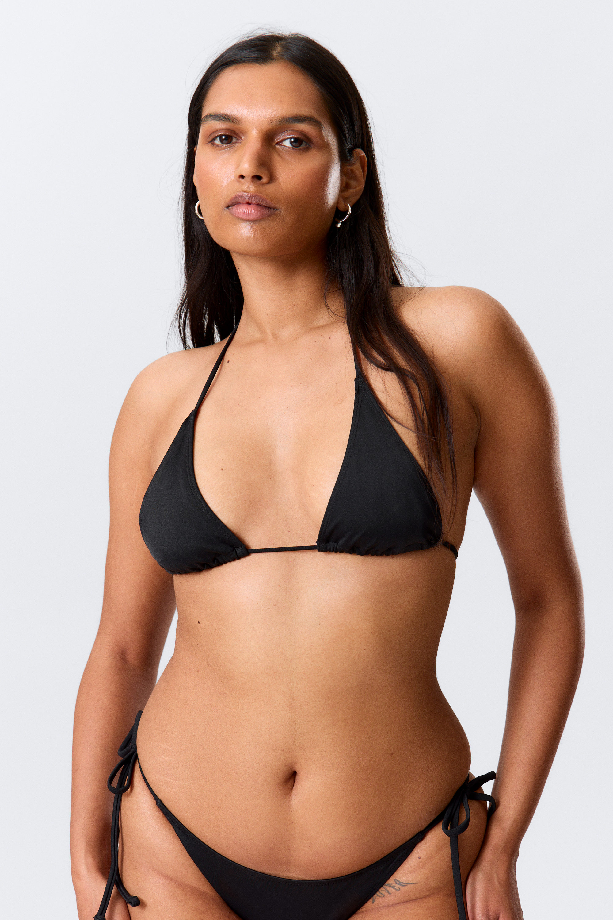 Black - Strappy Triangle Bikini Top - 2