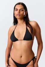Black - Strappy Triangle Bikini Top - 1