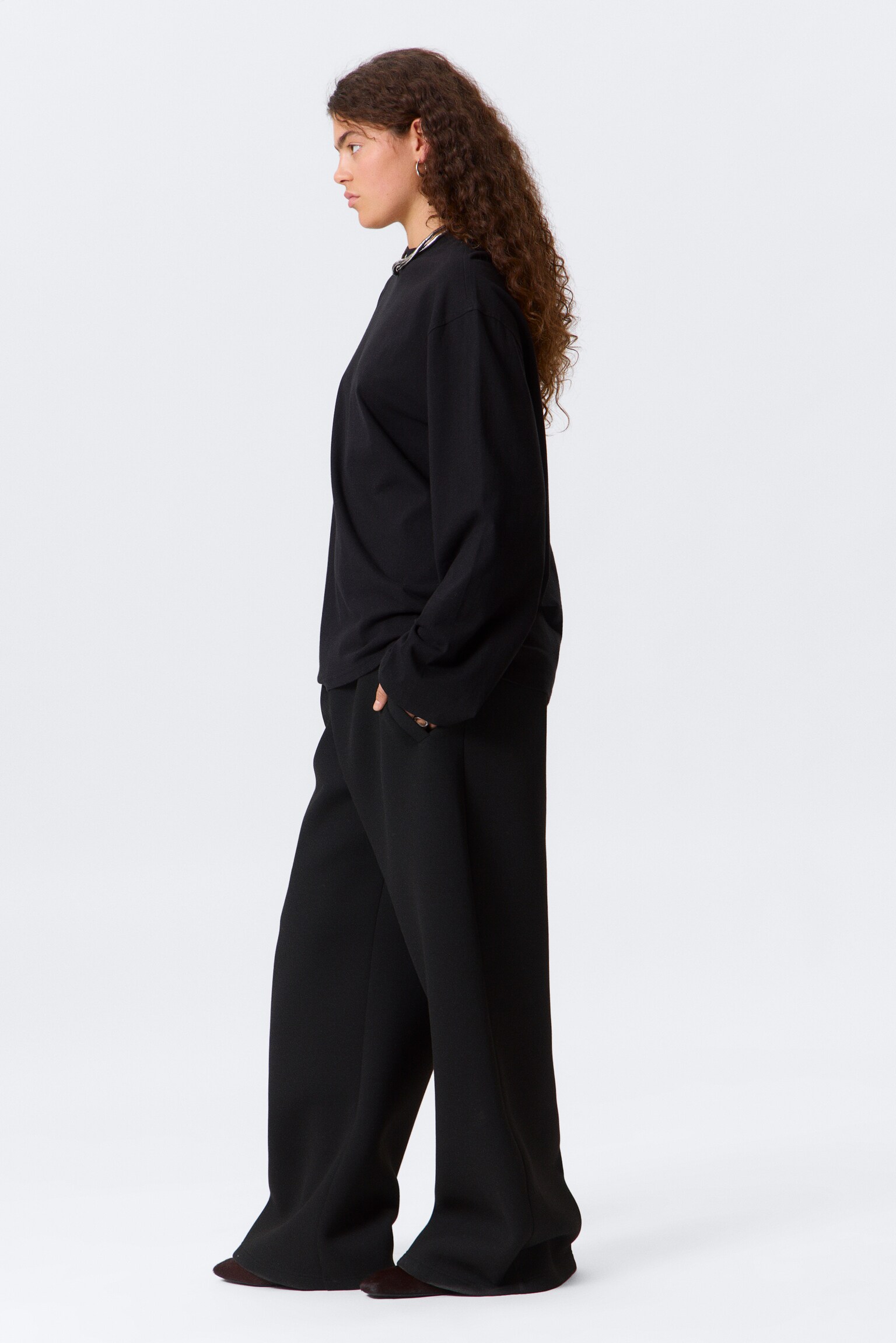 Oversized Long Sleeve T-shirt - Black/White/Burgundy - 4