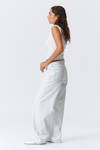 ample low rise loose wide leg jeans - Ice Blue - Light Blue