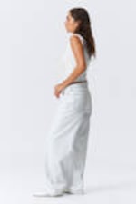 Ice Blue - Light Blue - Ample Low Rise Loose Wide Leg Jeans - 2